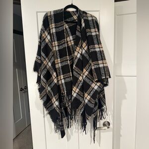 Plaid Fringe Shawl